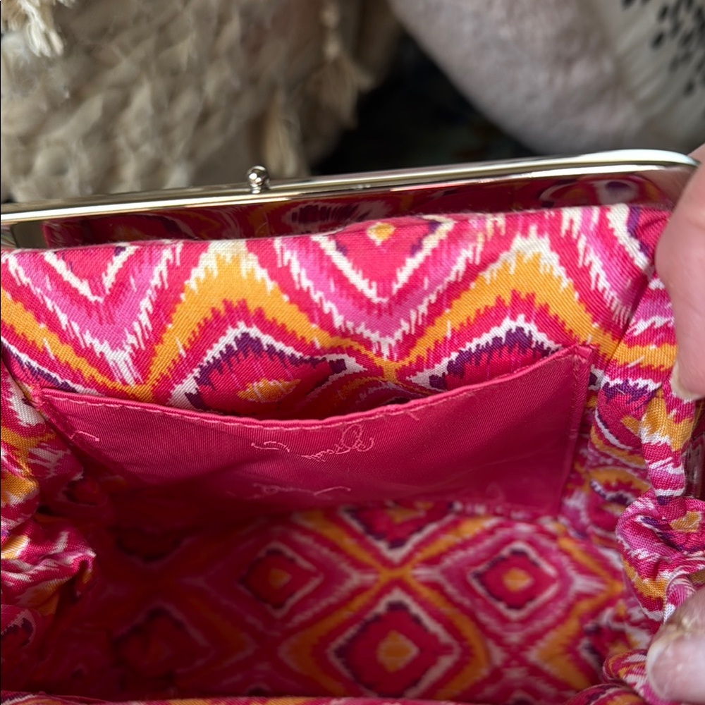 Vera Bradley Floral Mini Frame Crossbody Clementine and matching Pouch - Picture 9 of 13